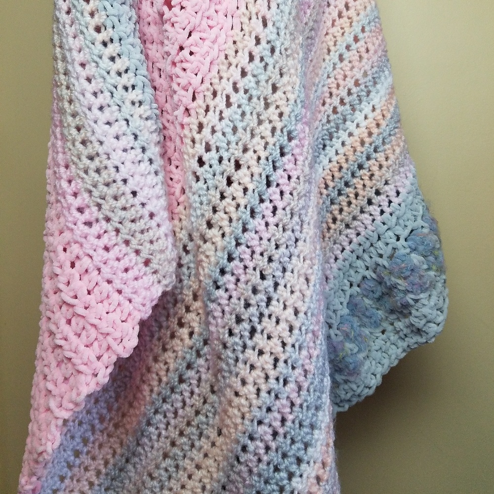 Bohemian Pastel Rainbow Crochet Midi Vest Jacket - Picture 5 of 8